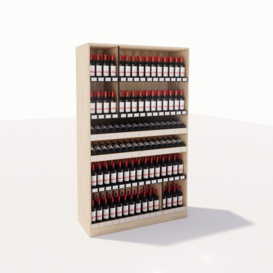 Gondole cave bois & noir – Présentation élégante 277 bouteilles