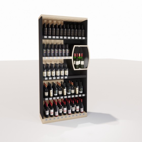 Tête de gondole cave bois avec LED – Mise en valeur optimale