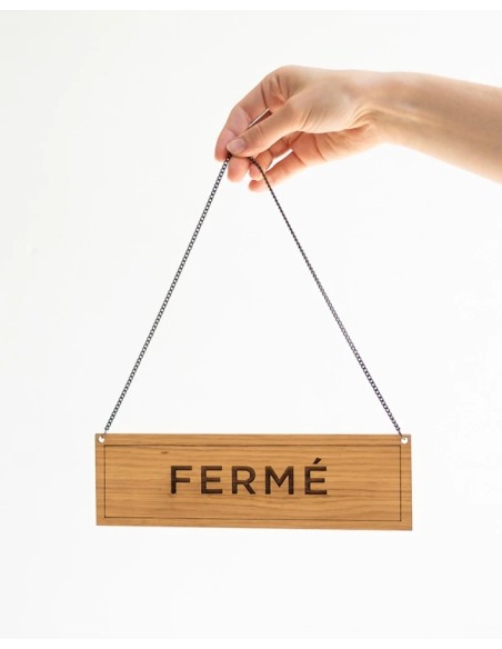Panneau d'affichage "Ouvert/Fermé" en bois