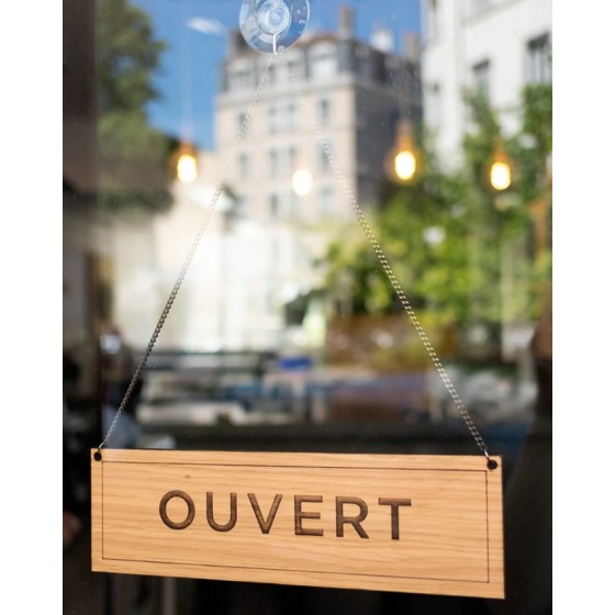 Panneau d'affichage "Ouvert/Fermé" en bois