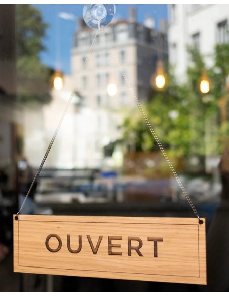 Panneau d'affichage "Ouvert/Fermé" en bois