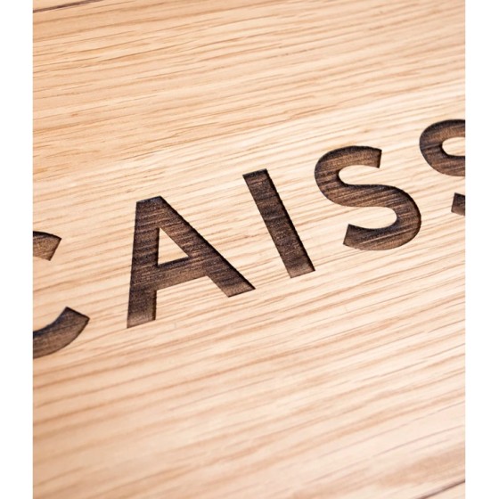 Panneau d'affichage "Caisse" en bois