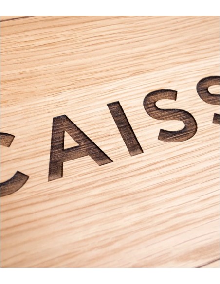 Panneau d'affichage "Caisse" en bois