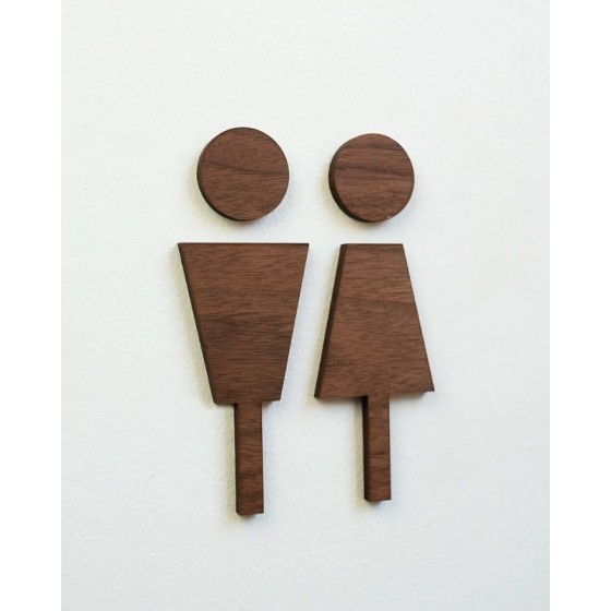 plaque de signalétique en bois wc