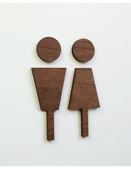 plaque de signalétique en bois wc