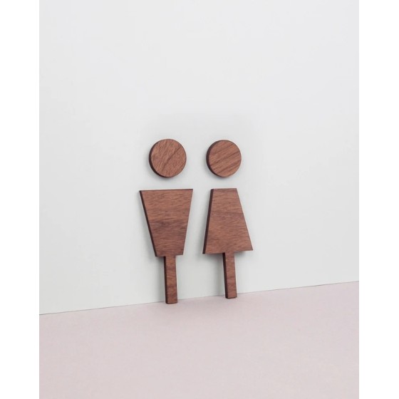 plaque de signalétique en bois wc