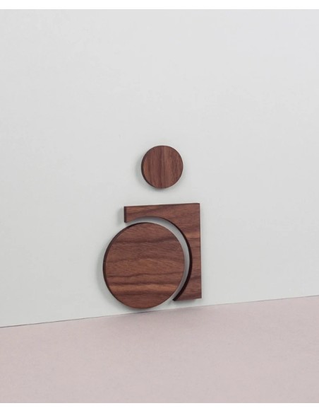 Plaque signalétique WC PMR en bois