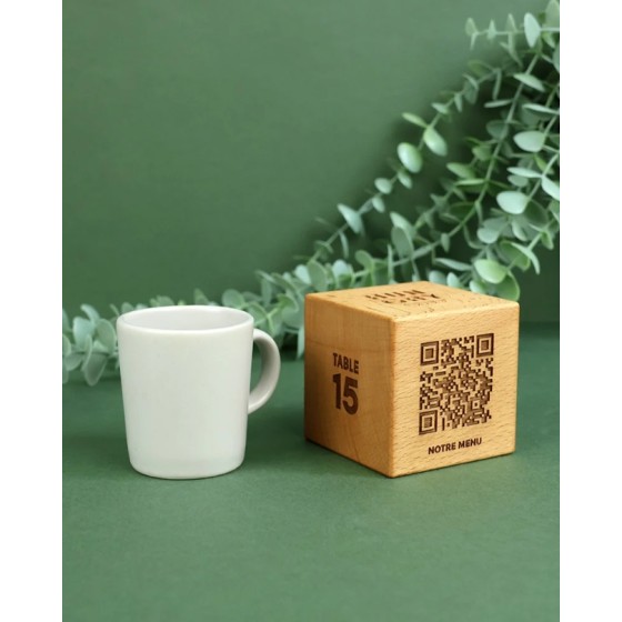 cube QR code en bois